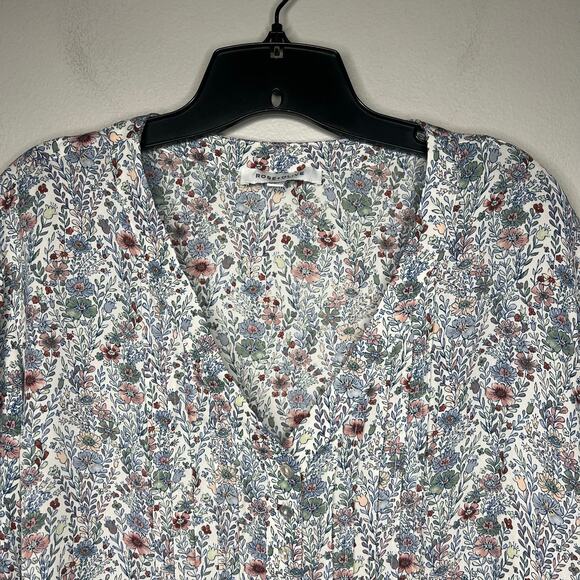 Rose Olive Top Womens 2X Floral Pintuck Flowy Boho Cottagecore Prairie Whimsical - Picture 2 of 10